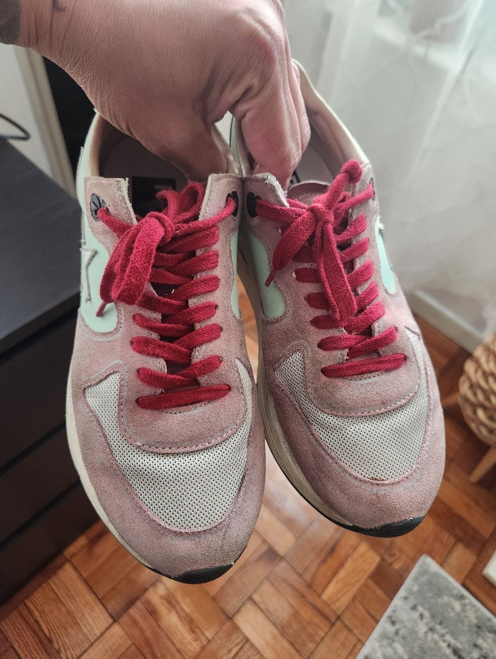 Golden Goose Running Size 38 Pink Mint White Sneakers - Picture 3 of 9